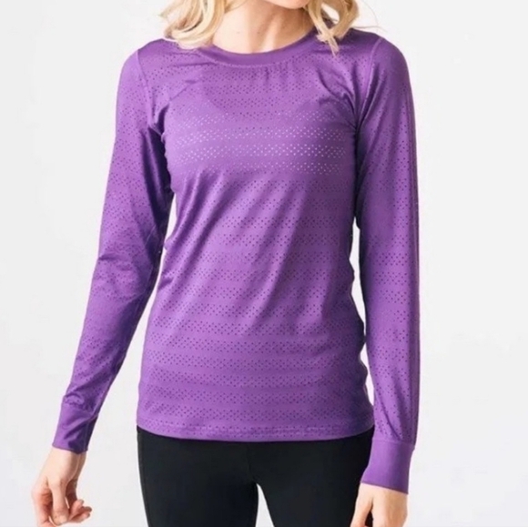 Zyia‎ Active Chill Long Sleeve Perforated  Purple Athletic Shirt Women's XL - Picture 1 of 6